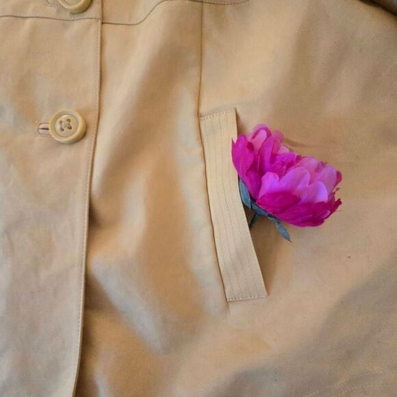 Talbots Womens Fully Lined Button Front Mac Coat Jacket Yellow 14W - Picture 9 of 14